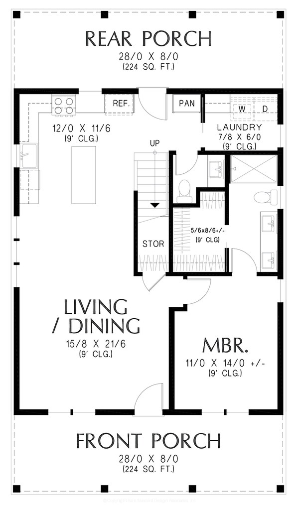 Architectural House Design - Floor Plan - Main Floor for Farmhouse House Plan #48-1223 - 3 bed, 1.5 bath