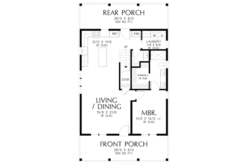 Architectural House Design - Floor Plan - Main Floor for Farmhouse House Plan #48-1223 - 3 bed, 1.5 bath