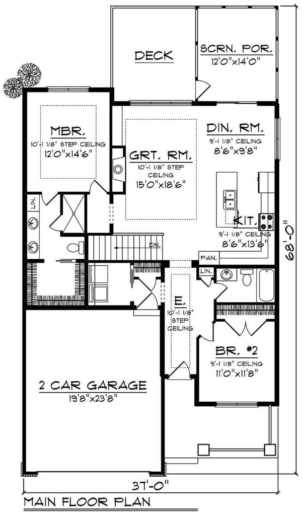 Architectural House Design - Ranch Floor Plan - Main Floor Plan #70-1497