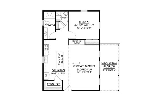 Floor Plan - Main Floor for Contemporary House Plan #1064-379 - 1 bed, 1 bath