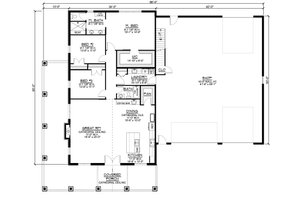 Floor Plan - Main Floor for Barndominium House Plan #1064-148 - 3 bed, 2 bath