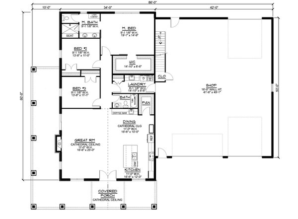 Barndominium Floor Plan - Main Floor Plan #1064-148