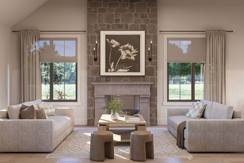 House Design - Interior - Family Room 1 for Farmhouse House Plan #455-359 - 4 bed, 3.5 bath