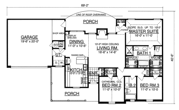 Architectural House Design - Country Floor Plan - Main Floor Plan #40-111