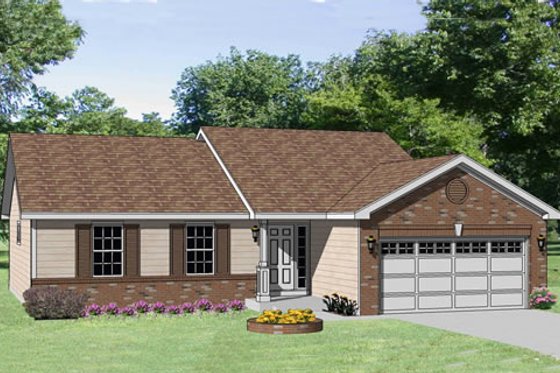 Exterior - Front Elevation for Ranch House Plan #116-240 - 3 bed, 2 bath