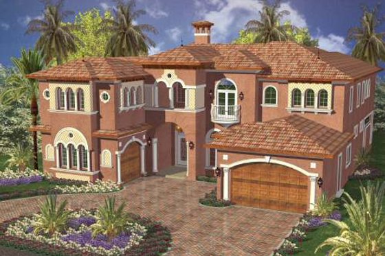 Exterior - Front Elevation for Mediterranean House Plan #420-176 - 5 bed, 6.5 bath