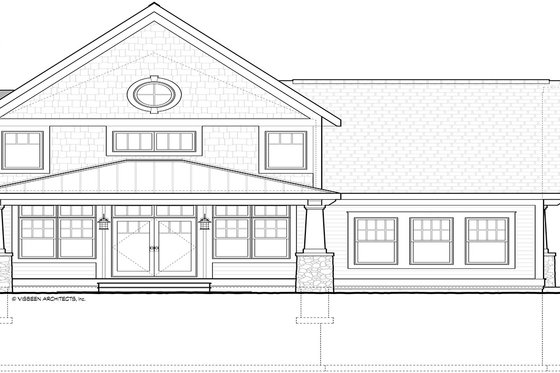 Exterior - Rear Elevation 1 for Traditional House Plan #928-17 - 3 bed, 2.5 bath