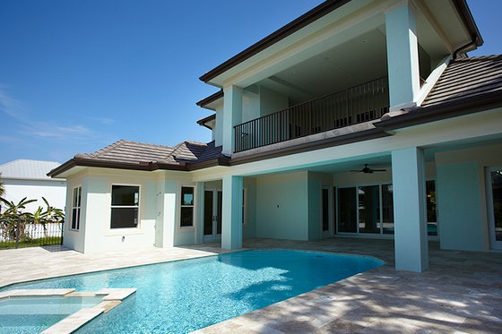 Exterior - Rear Elevation 1 for Beach House Plan #548-20 - 4 bed, 4.5 bath