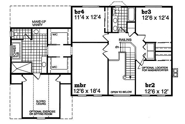 Country Floor Plan - Upper Floor Plan #47-642