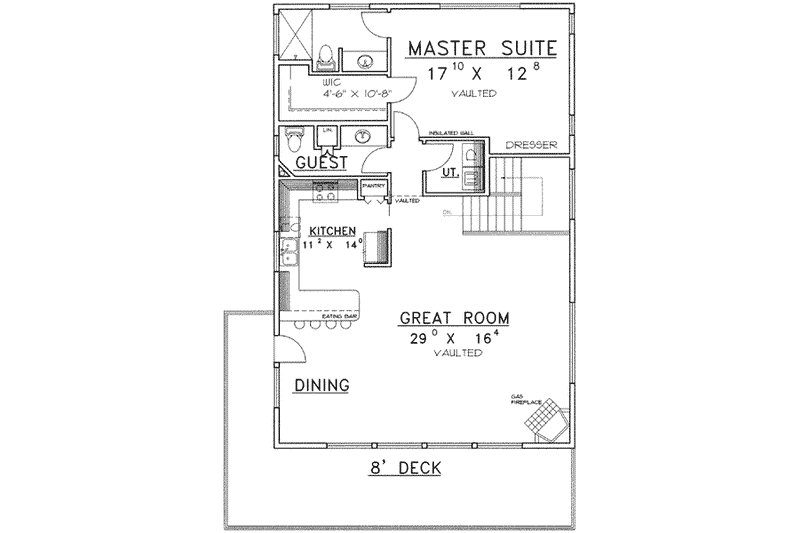 Home Plan - Floor Plan - Main Floor for Traditional House Plan #117-328 - 3 bed, 2.5 bath