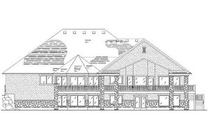 Exterior - Rear Elevation for European House Plan #5-361 - 5 bed, 3.5 bath