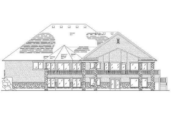 Exterior - Rear Elevation for European House Plan #5-361 - 5 bed, 3.5 bath
