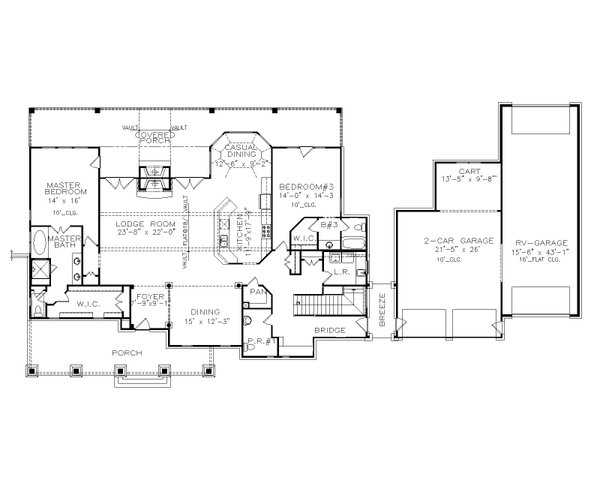 House Blueprint - Country Floor Plan - Main Floor Plan #54-453