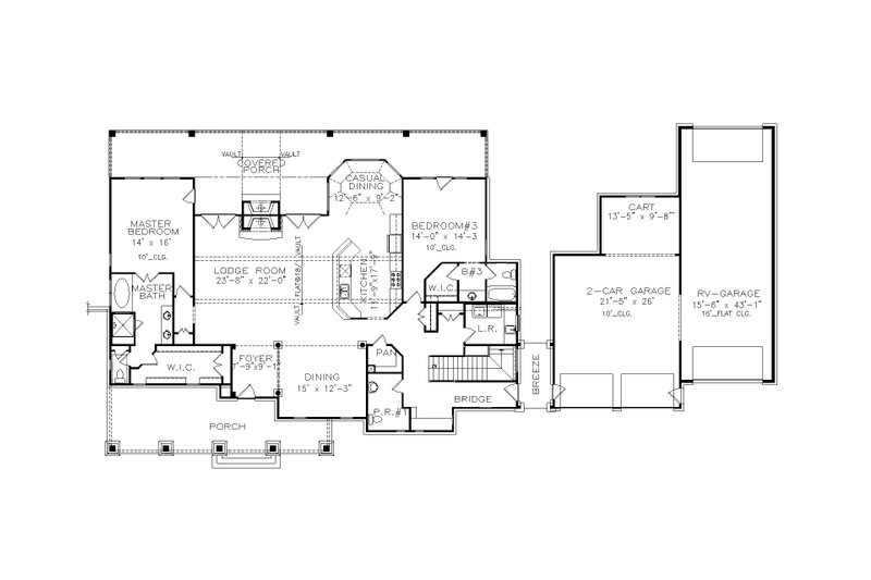 Dream House Plan - Floor Plan - Main Floor for Country House Plan #54-453 - 4 bed, 4.5 bath