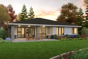 Exterior - Rear Elevation for Contemporary House Plan #48-1036 - 3 bed, 2 bath