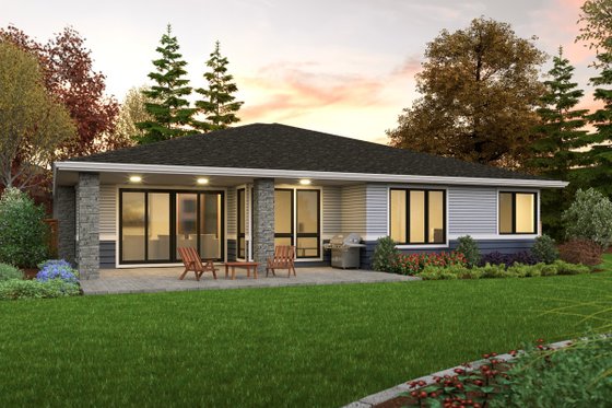 Exterior - Rear Elevation for Contemporary House Plan #48-1036 - 3 bed, 2 bath