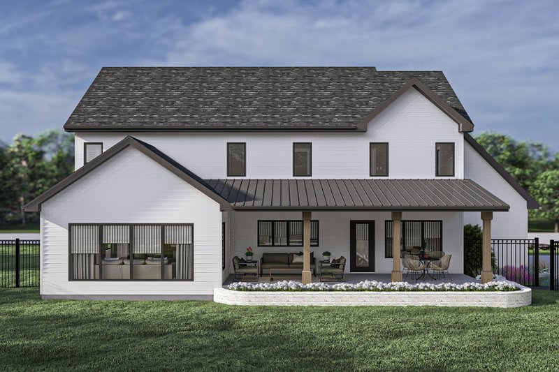 House Blueprint - Exterior - Rear Elevation for Modern House Plan #455-504 - 4 bed, 4 bath
