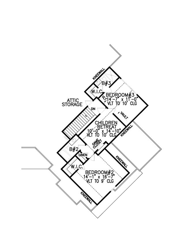 Craftsman Floor Plan - Upper Floor Plan #54-391