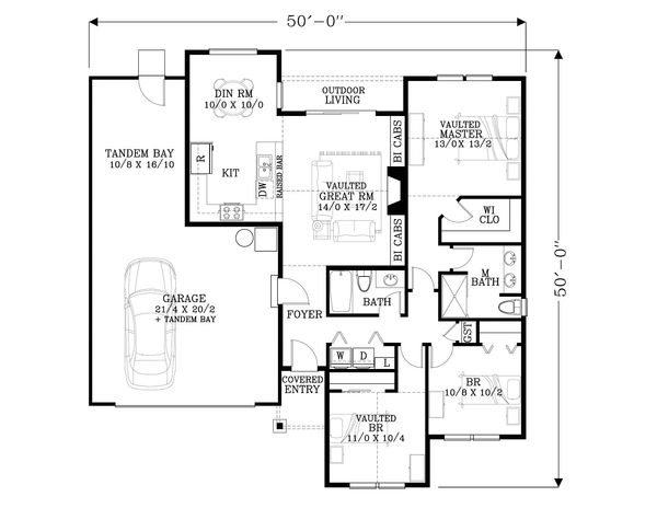 Home Plan - Craftsman Floor Plan - Main Floor Plan #53-595