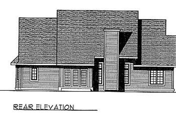 Exterior - Rear Elevation for Traditional House Plan #70-212 - 3 bed, 2 bath