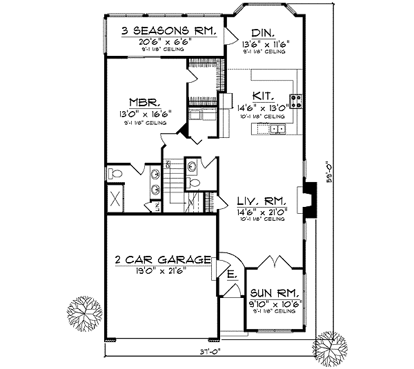 House Plan Design - Traditional Floor Plan - Main Floor Plan #70-661