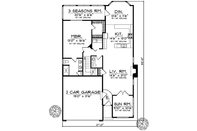 Home Plan - Floor Plan - Main Floor for Traditional House Plan #70-661 - 3 bed, 2.5 bath