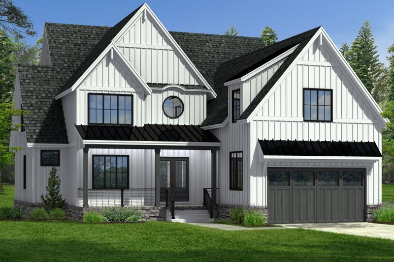 House Blueprint - Farmhouse Exterior - Front Elevation Plan #1057-38
