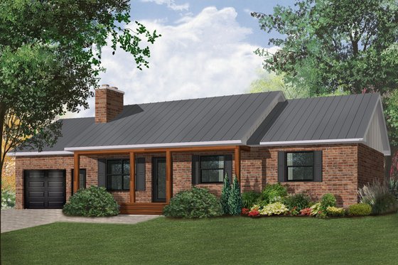 Exterior - Front Elevation 3 for Ranch House Plan #23-2272 - 3 bed, 1 bath