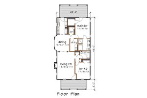 Floor Plan - Main Floor for Bungalow House Plan #79-174 - 2 bed, 2 bath