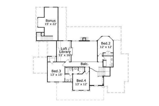 Floor Plan - Upper Floor for Traditional House Plan #411-744 - 4 bed, 3.5 bath