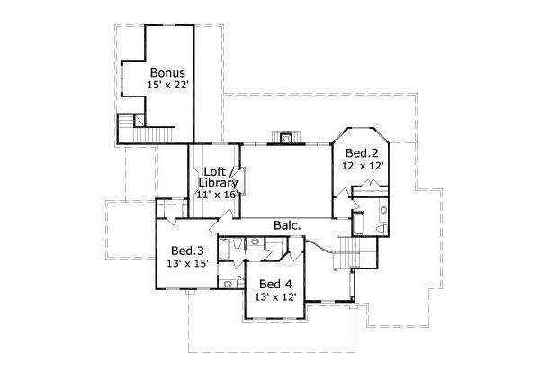 Traditional Floor Plan - Upper Floor Plan #411-744