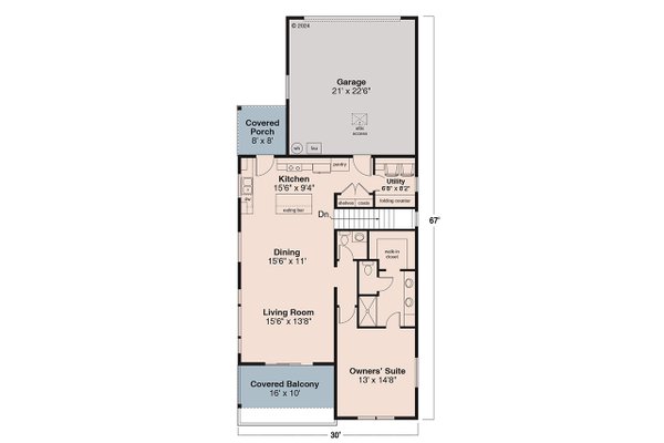 Dream House Plan - Floor Plan - Main Floor for Traditional House Plan #124-1469 - 3 bed, 2 bath