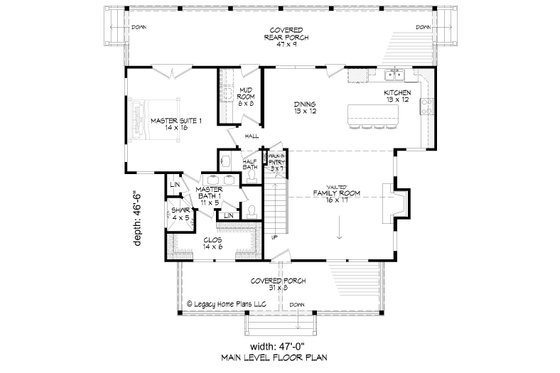 Floor Plan - Main Floor for Country House Plan #932-594 - 3 bed, 3.5 bath