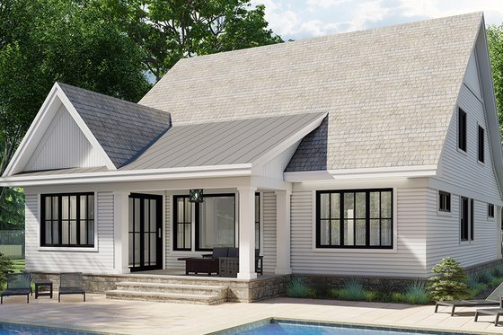 Exterior - Rear Elevation for Farmhouse House Plan #51-1165 - 4 bed, 3.5 bath