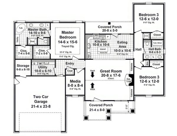 Dream House Plan - Floor Plan - Main Floor for Craftsman House Plan #21-558 - 3 bed, 2 bath