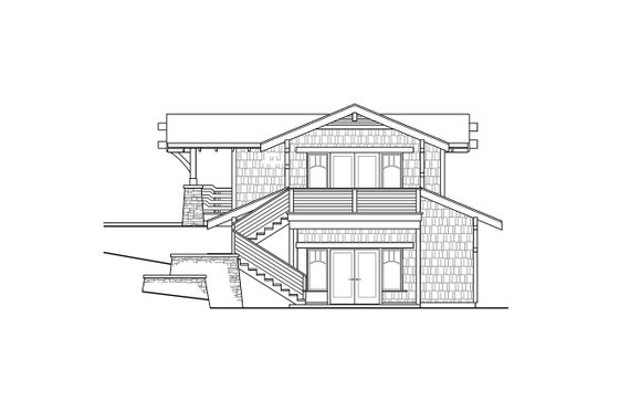 Exterior - Rear Elevation for Craftsman House Plan #124-1284, 0 bath