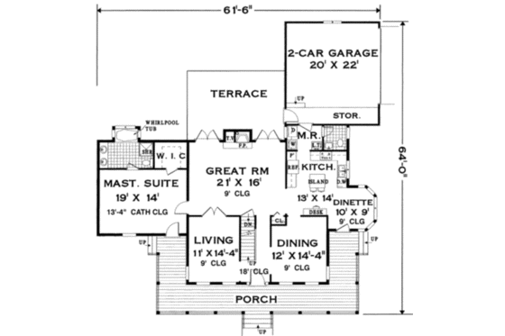 Floor Plan - Main Floor for Southern House Plan #3-199 - 5 bed, 2.5 bath