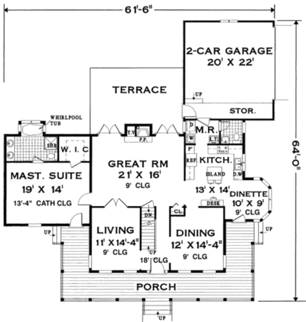 Home Plan - Southern Floor Plan - Main Floor Plan #3-199