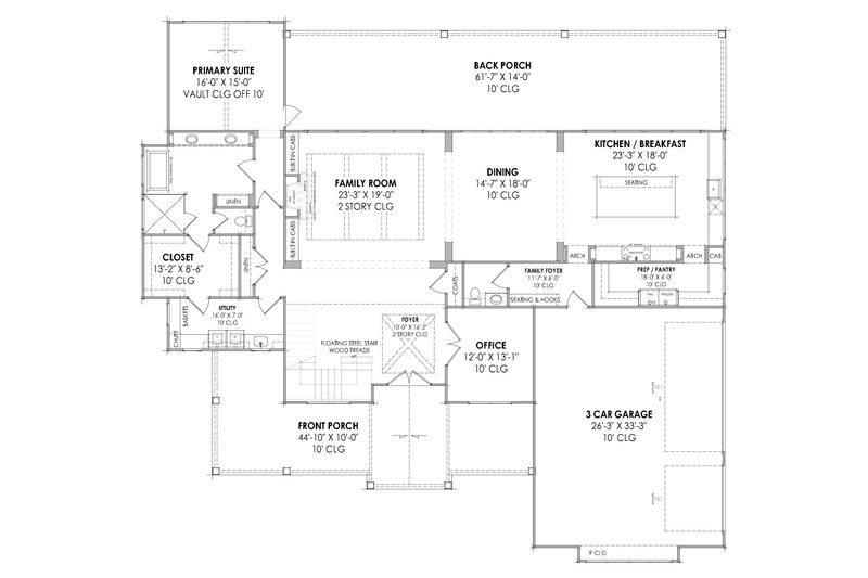 House Design - Floor Plan - Main Floor for Farmhouse House Plan #1096-8 - 4 bed, 4.5 bath