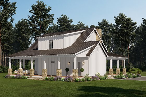 Exterior - Rear Elevation 2 for Country House Plan #923-309 - 2 bed, 2.5 bath