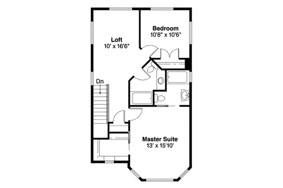 Floor Plan - Upper Floor for Southern House Plan #124-505 - 2 bed, 2.5 bath