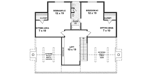 Southern Floor Plan - Upper Floor Plan #81-240