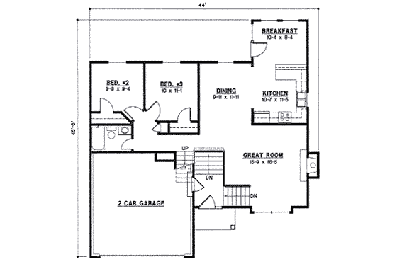 Floor Plan - Main Floor for Traditional House Plan #67-865 - 3 bed, 2 bath