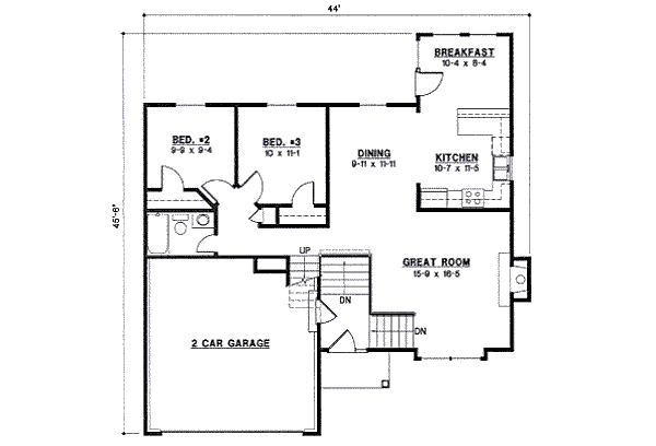 Floor Plan - Main Floor for Traditional House Plan #67-865 - 3 bed, 2 bath