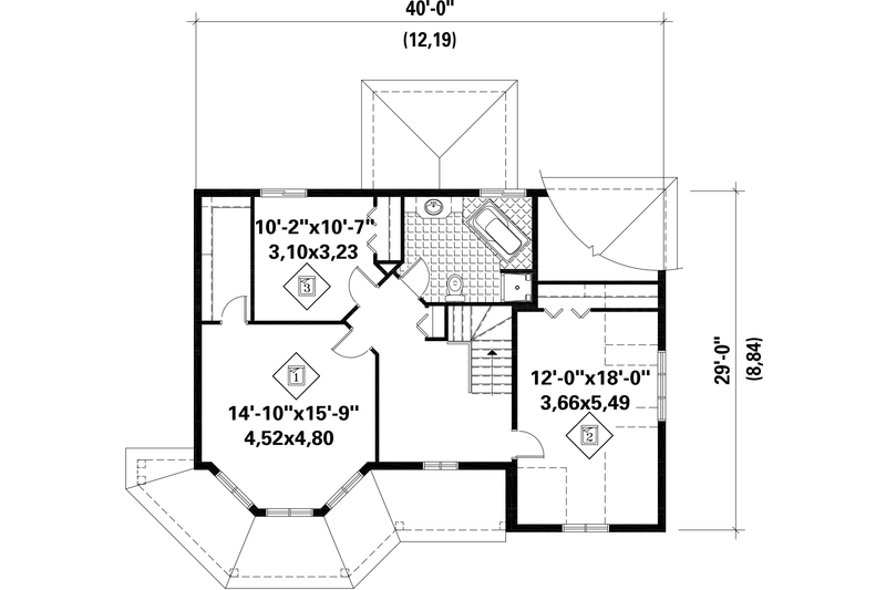 Home Plan - Floor Plan - Upper Floor for Victorian House Plan #25-4762 - 3 bed, 1 bath