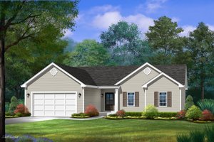 Exterior - Front Elevation for Ranch House Plan #22-643 - 3 bed, 2.5 bath