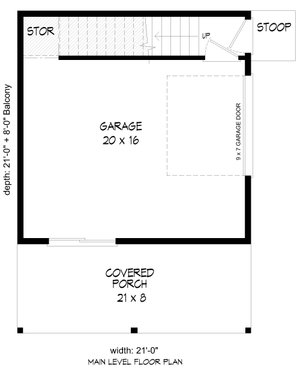 Floor Plan - Main Floor for Contemporary House Plan #932-432, 1 bath