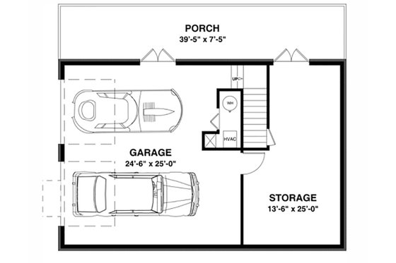 Floor Plan - Lower Floor for Cottage House Plan #56-627 - 3 bed, 2.5 bath