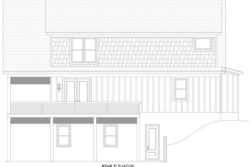 House Blueprint - Exterior - Rear Elevation for Country House Plan #932-1445 - 3 bed, 2.5 bath