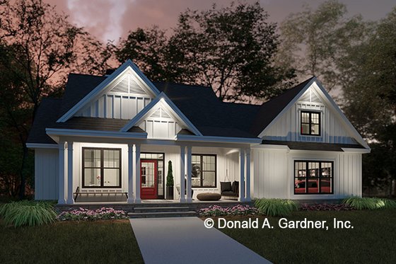 Exterior - Front Elevation 4 for Ranch House Plan #929-1094 - 3 bed, 2 bath
